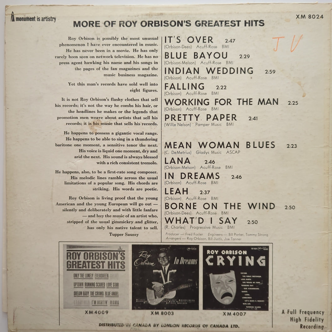 Orbison, Roy - More Of Roy Orbison's Greatest Hits