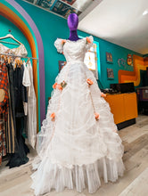 Load image into Gallery viewer, 70s Rococo Inspired Rose Wedding Dress S/M
