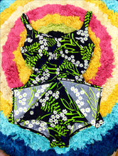 Load image into Gallery viewer, Vintage Green Floral One Piece Swimsuit SM
