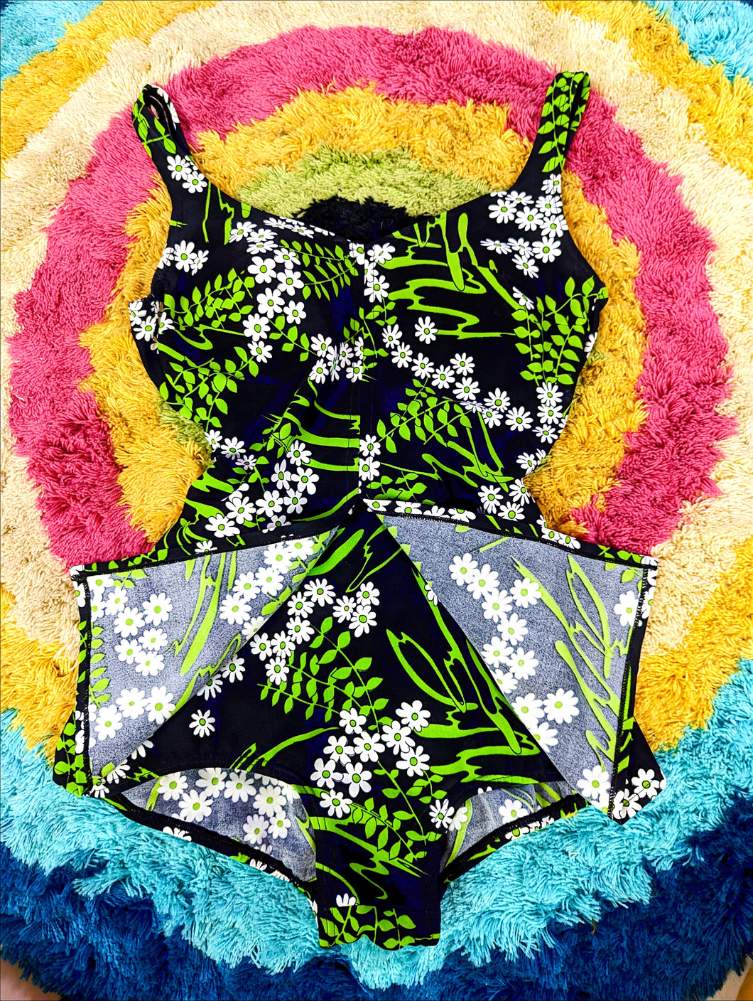 Vintage Green Floral One Piece Swimsuit SM