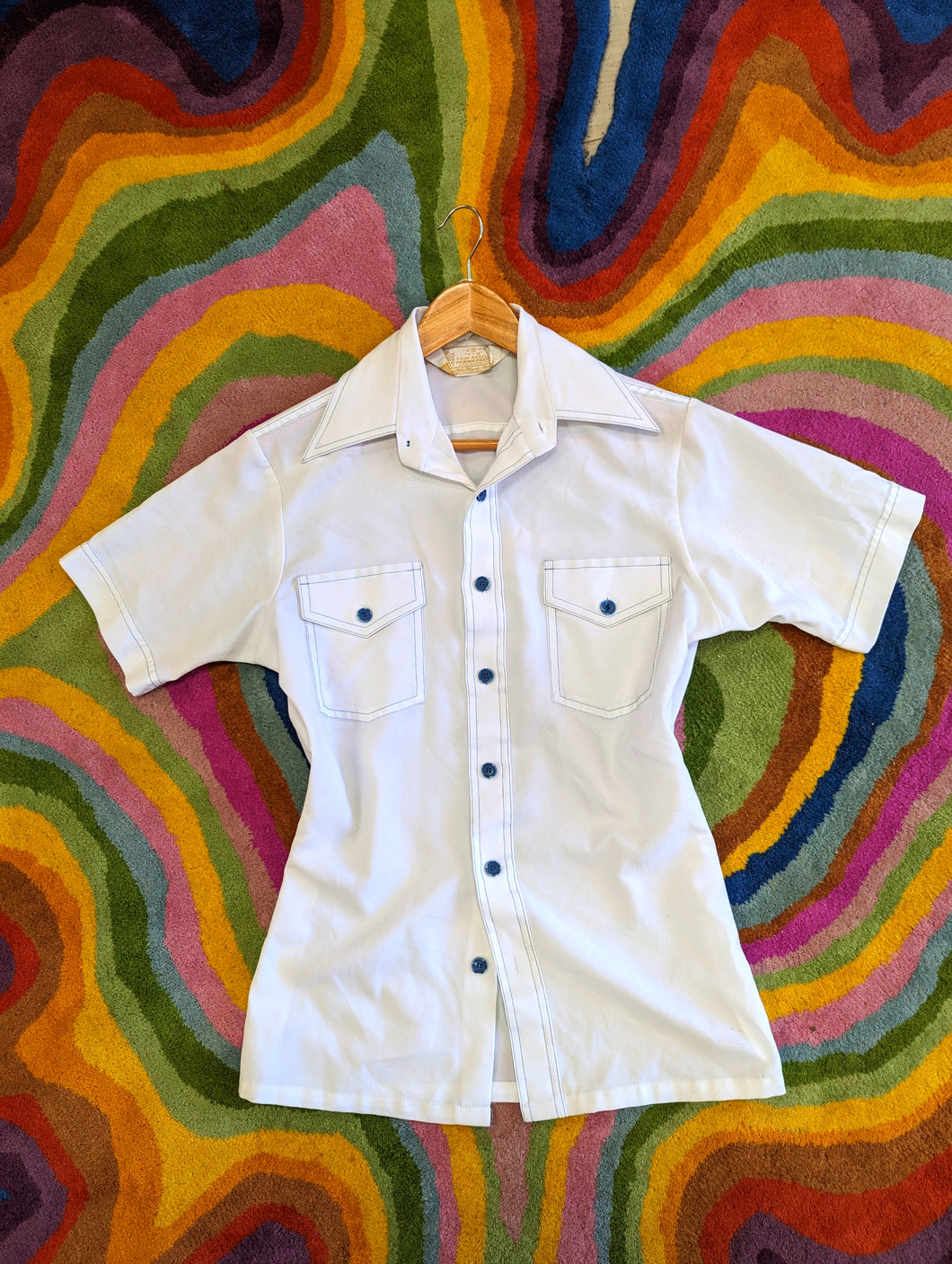 Vintage Unisex White Collared Shirt SM/M